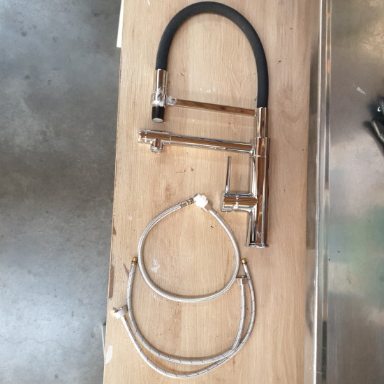 Brass Chrome Double Spout Kitchen/Laundry Sink Mixer Taps Swivel Kitchen Tapware