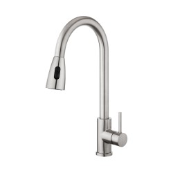 2 Water Pattern Pull Out Kitchen Swivel Mixer Tap Laundry Sink Spout Faucet Brushed Nickel