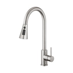 Kitchen Mixer Tap 3-Mode Swivel Spout Pull Out Sink Faucet Brushed Nickel