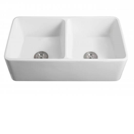 838*457*254mm Ceramic Butler Sink Double Bowl Farmhouse Kitchen Laundry Sink Apron Front