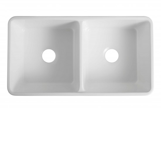 838*457*254mm Ceramic Butler Sink Double Bowl Farmhouse Kitchen Laundry Sink Apron Front