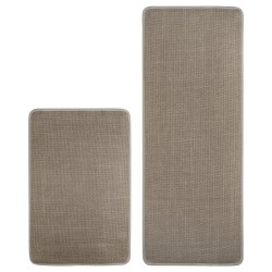 2 Pieces Kitchen Runner Carpet Set Non Slip Floor Mat Machine Washable Khaki Fiber Fabric Door Rug Laundry Room Hallway Bathroom Bedroom Entryway 70/120*45*0.7cm