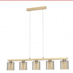 Satin Nickel & Amber 5-Light Pendant