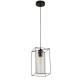 Black frame with clear glass cylinder shape pendant light