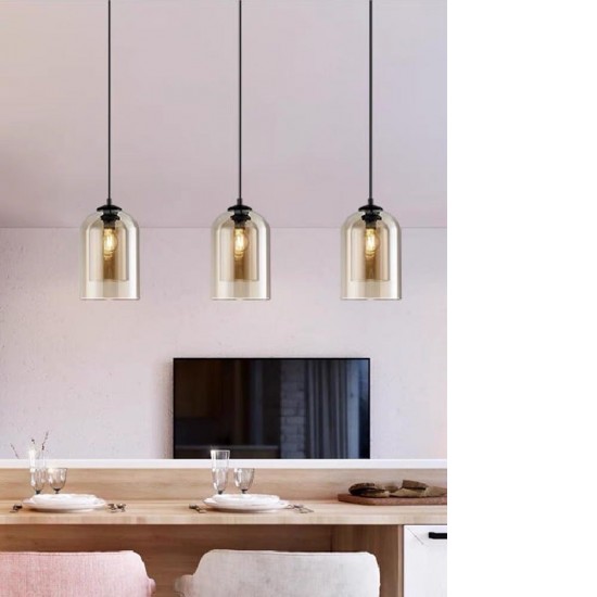 Double Glazed Amber Glass Pendant