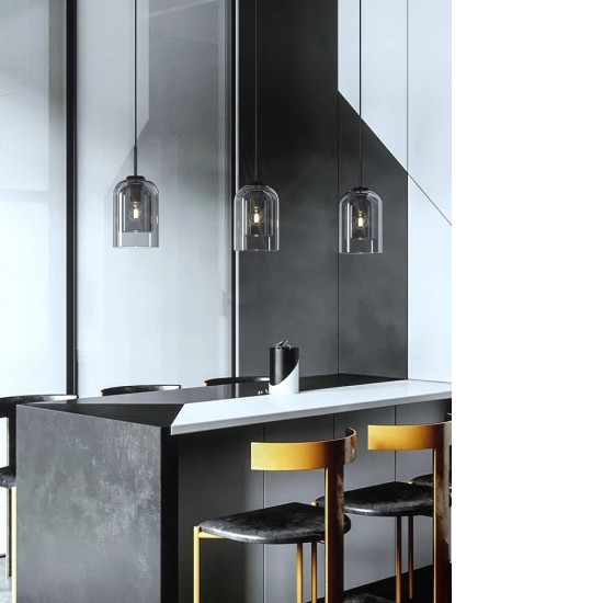 Double Glazed Smoky Glass Pendant