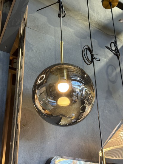 250mm Smoky Glass Round Globe Pendant