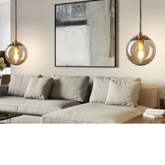 250mm Smoky Glass Round Globe Pendant