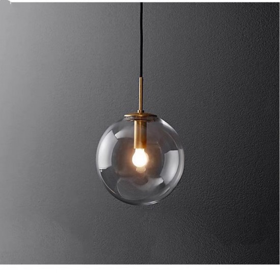 250mm Smoky Glass Round Globe Pendant