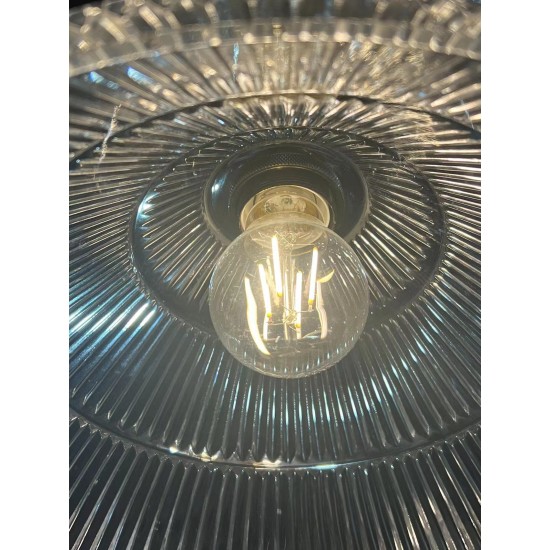 12.02 NO RESTOCK-D300*H230mm V shape Vintage Glass Pendant light On Antique Brass Fitting