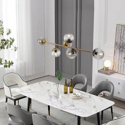 Unique Stylish Brushed Golden Pendant light with 6 Smoky Glass Ball