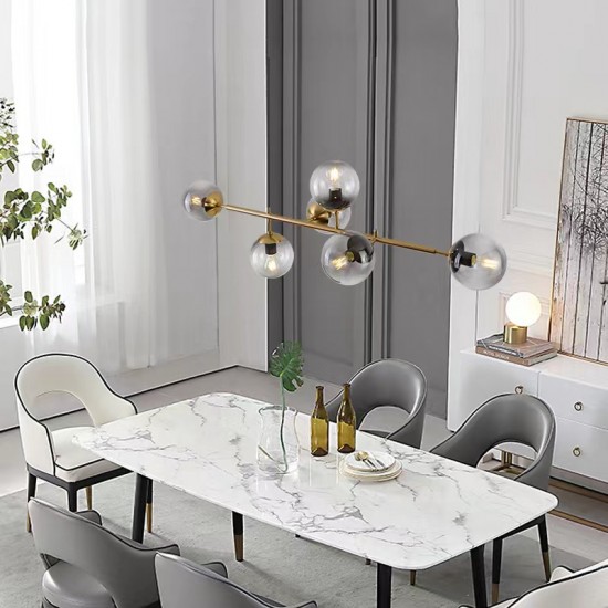 Unique Stylish Brushed Golden Pendant light with 6 Smoky Glass Ball