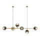 Unique Stylish Brushed Golden Pendant light with 6 Smoky Glass Ball
