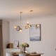 Unique Stylish Brushed Golden Pendant light with 6 Smoky Glass Ball