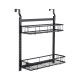 2 Tiers Kitchen Bathroom Pantry Over The Door Hanging Organizer Adjustable Baskets Storage Rack Shampoo Conditioner Body Wash Shelf