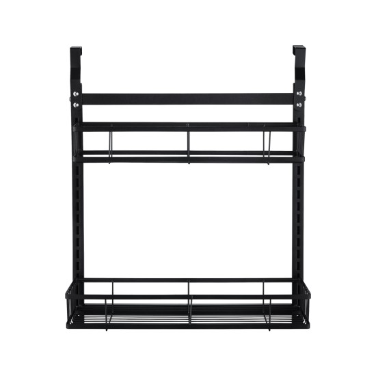 2 Tiers Kitchen Bathroom Pantry Over The Door Hanging Organizer Adjustable Baskets Storage Rack Shampoo Conditioner Body Wash Shelf