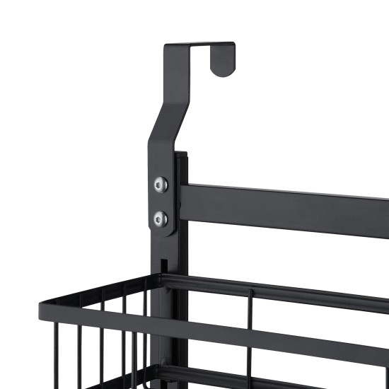 2 Tiers Kitchen Bathroom Pantry Over The Door Hanging Organizer Adjustable Baskets Storage Rack Shampoo Conditioner Body Wash Shelf