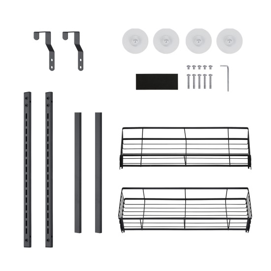 2 Tiers Kitchen Bathroom Pantry Over The Door Hanging Organizer Adjustable Baskets Storage Rack Shampoo Conditioner Body Wash Shelf