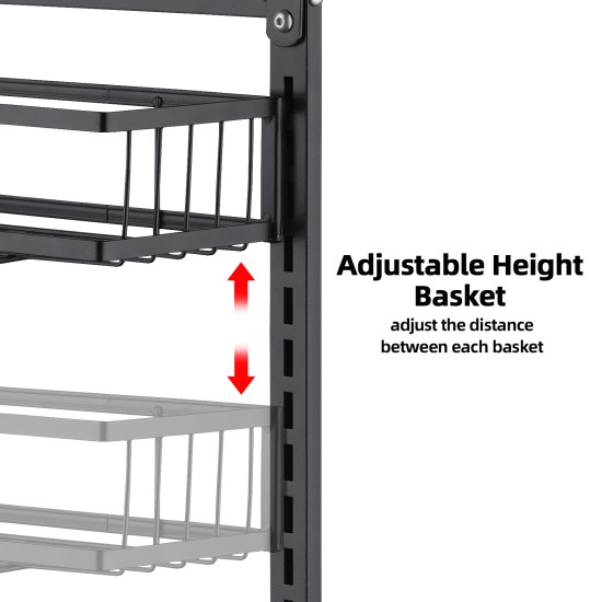 2 Tiers Kitchen Bathroom Pantry Over The Door Hanging Organizer Adjustable Baskets Storage Rack Shampoo Conditioner Body Wash Shelf