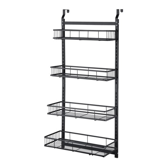4 Tiers Kitchen Bathroom Pantry Over The Door Hanging Organizer Adjustable Baskets Storage Rack Shampoo Conditioner Body Wash Shelf