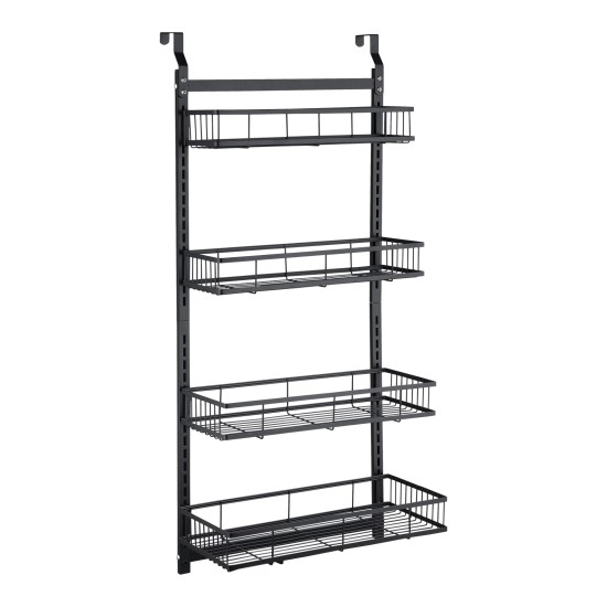 4 Tiers Kitchen Bathroom Pantry Over The Door Hanging Organizer Adjustable Baskets Storage Rack Shampoo Conditioner Body Wash Shelf