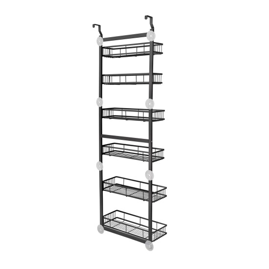 6 Tiers Kitchen Bathroom Pantry Over The Door Hanging Organizer Adjustable Baskets Storage Rack Shampoo Conditioner Body Wash Shelf