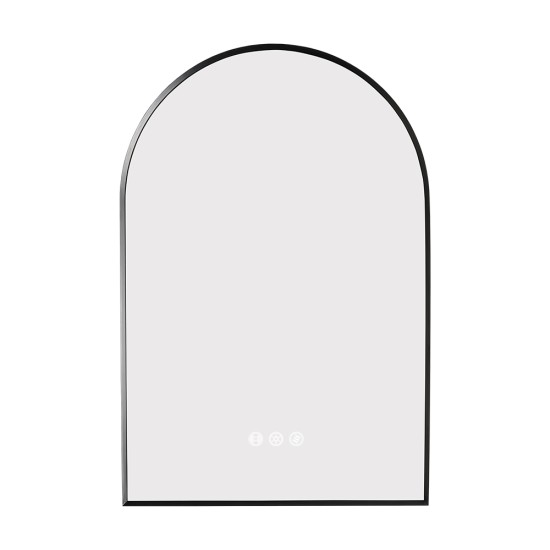 600x900mm Backlit Gunmetal Grey Frame Arched LED Wall Mirror Motion Sensor Switch