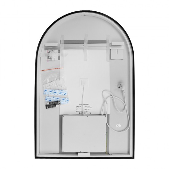 600x900mm Backlit Gunmetal Grey Frame Arched LED Wall Mirror Motion Sensor Switch