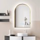 600x900mm Backlit Brushed Yellow Gold Frame Arched LED Wall Mirror Motion Sensor Switch