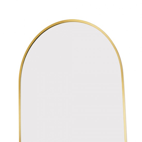 600x900mm Backlit Brushed Yellow Gold Frame Arched LED Wall Mirror Motion Sensor Switch