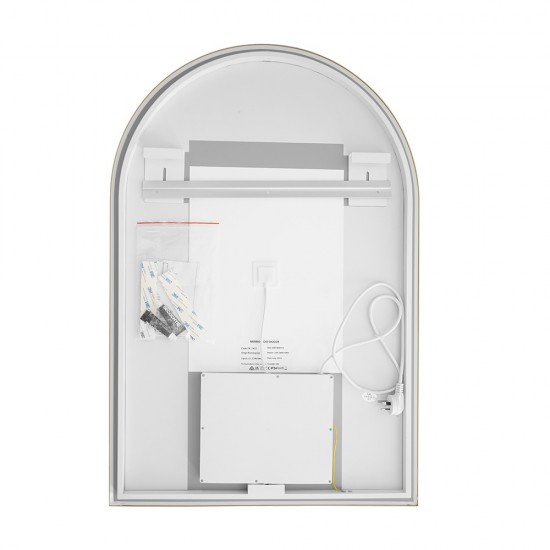 600x900mm Backlit Brushed Yellow Gold Frame Arched LED Wall Mirror Motion Sensor Switch