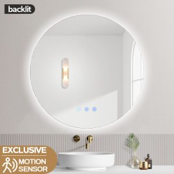 900x900mm Round LED Mirror with Motion Sensor Auto On Demister Backlit 3 Colours Lighting