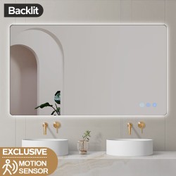 900x750mm Rectangle LED Mirror with Motion Sensor Demister Backlit Touch Switch 3 Colours Lighting Frameless