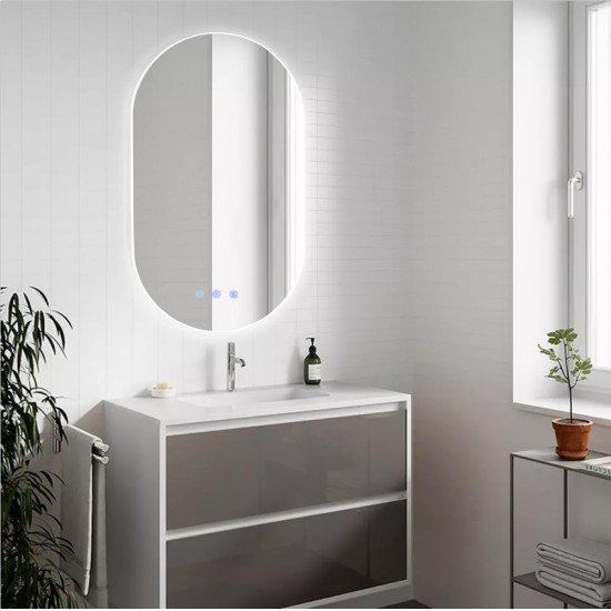510x900mm Led Mirror Oblong Racetrack Motion Sensor Auto On Demister Touch Sensor Switch