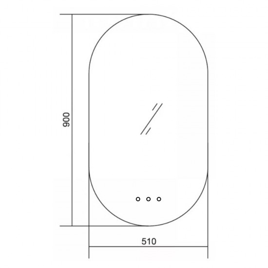 510x900mm Led Mirror Oblong Racetrack Motion Sensor Auto On Demister Touch Sensor Switch