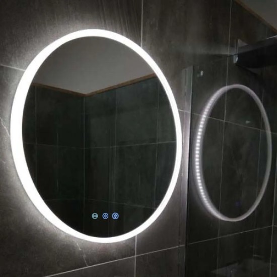 900mm Round LED Wall Mirror with Motion Sensor Auto On Demister Touch Switch 3 Colours Lighting on 20mm Rim