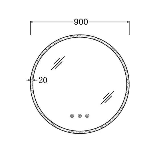 900mm Round LED Wall Mirror with Motion Sensor Auto On Demister Touch Switch 3 Colours Lighting on 20mm Rim