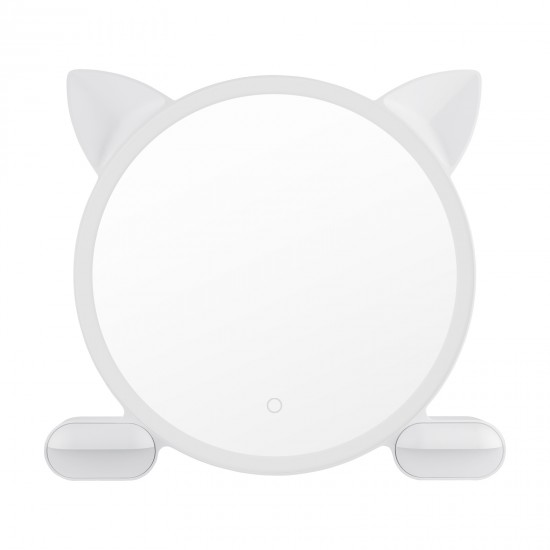 450mm Cat Ear Vanity Tabletop 3 Colors Light Strip Touch LED Mirror Makeup Mirror White