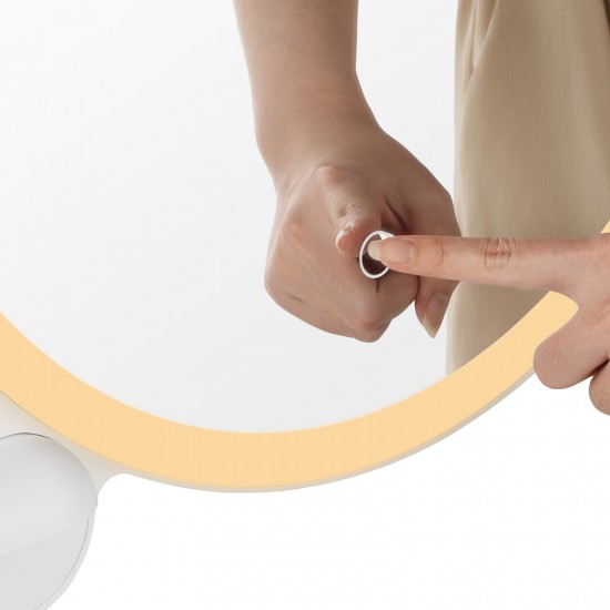 450mm Cat Ear Vanity Tabletop 3 Colors Light Strip Touch LED Mirror Makeup Mirror White