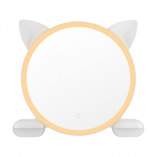 450mm Cat Ear Vanity Tabletop 3 Colors Light Strip Touch LED Mirror Makeup Mirror White