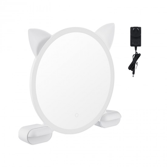 450mm Cat Ear Vanity Tabletop 3 Colors Light Strip Touch LED Mirror Makeup Mirror White