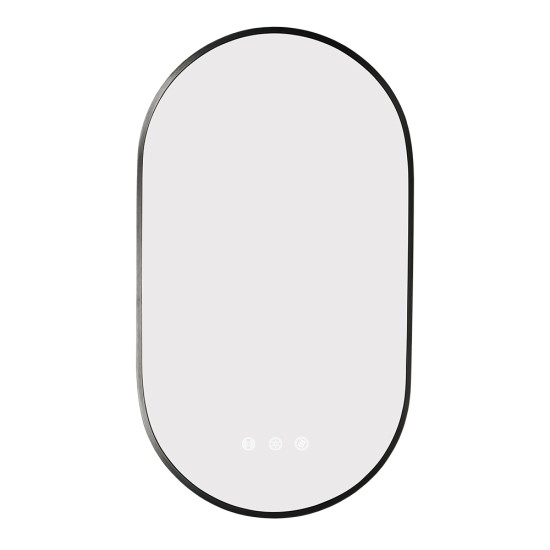 500x900mm Backlit Gunmetal Grey Frame Oval Led Mirror Oblong Racetrack Motion Sensor Auto On