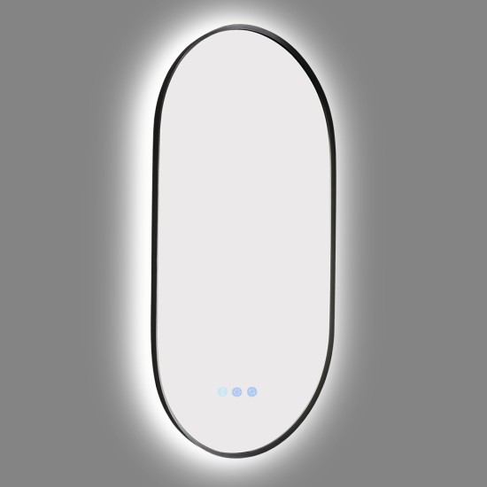 500x900mm Backlit Gunmetal Grey Frame Oval Led Mirror Oblong Racetrack Motion Sensor Auto On