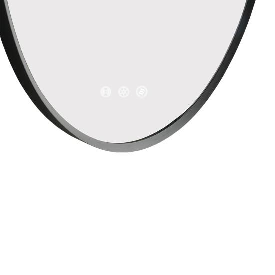 500x900mm Backlit Gunmetal Grey Frame Oval Led Mirror Oblong Racetrack Motion Sensor Auto On