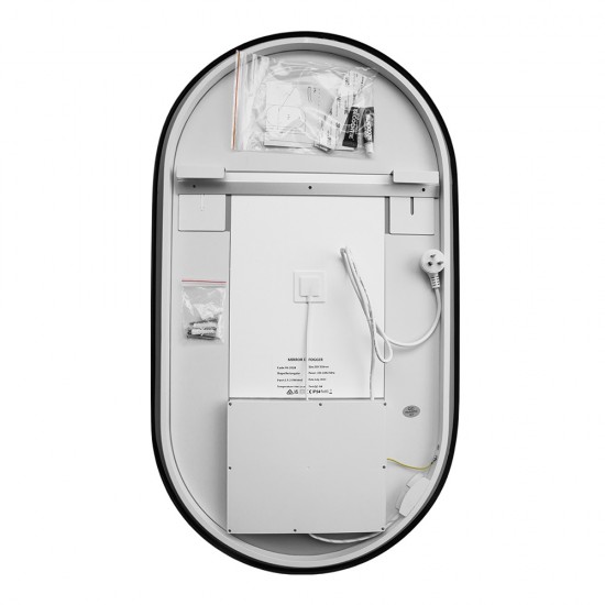 500x900mm Backlit Gunmetal Grey Frame Oval Led Mirror Oblong Racetrack Motion Sensor Auto On