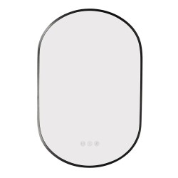 600x900mm Backlit Gunmetal Grey Frame Oval Led Mirror Oblong Racetrack Motion Sensor Auto On