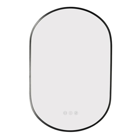 600x900mm Backlit Gunmetal Grey Frame Oval Led Mirror Oblong Racetrack Motion Sensor Auto On