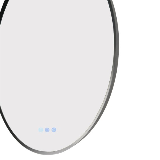 900mm Backlit Gunmetal Grey Frame Round LED Mirror with Motion Sensor Auto On