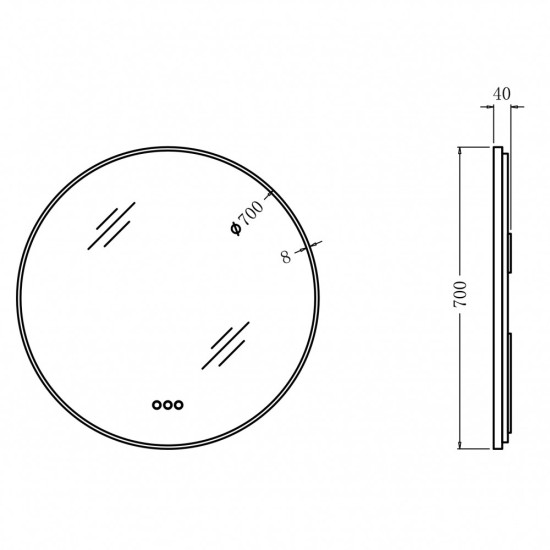 700mm Backlit Yellow Gold Frame Round LED Mirror with Motion Sensor Switch