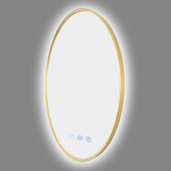 700mm Backlit Yellow Gold Frame Round LED Mirror with Motion Sensor Switch